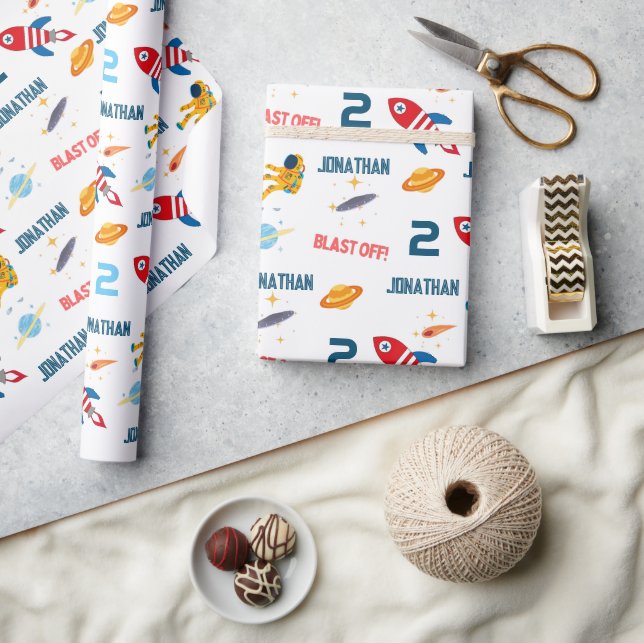 Space Astronaut First Birthday Party Wrapping Paper (Crafts)