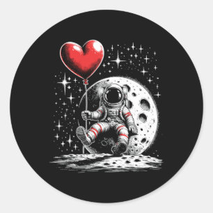 Space Astronaut Heart Bylloon Valentine's Day Vale Classic Round Sticker