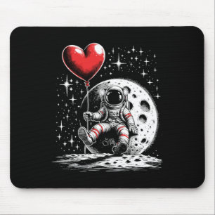 Space Astronaut Heart Bylloon Valentine's Day Vale Mouse Mat