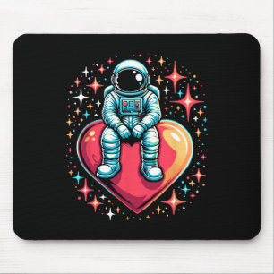 Space Astronaut Heart Bylloon Valentine's Day Vale Mouse Mat