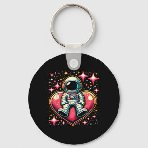 Space Astronaut Heart Lloon Valentine's Day Valent Key Ring