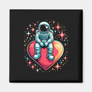 Space Astronaut Heart Lloon Valentine's Day Valent Magnet