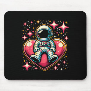 Space Astronaut Heart Lloon Valentine's Day Valent Mouse Mat