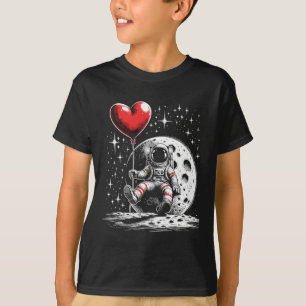 Space Astronaut Heart Lloon Valentine's Day Valent T-Shirt