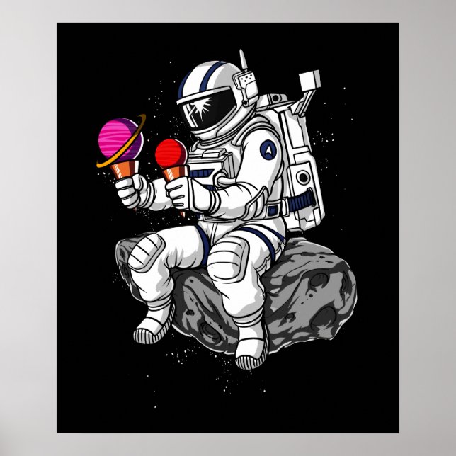 Space Astronaut Ice Cream Planets Cosmic Galaxy Poster (Front)