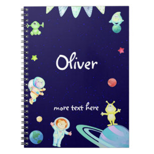 Space astronaut kids personalised notebook