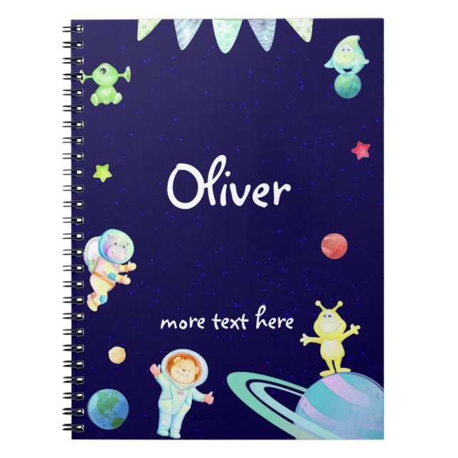 Space astronaut kids personalised notebook (Front)