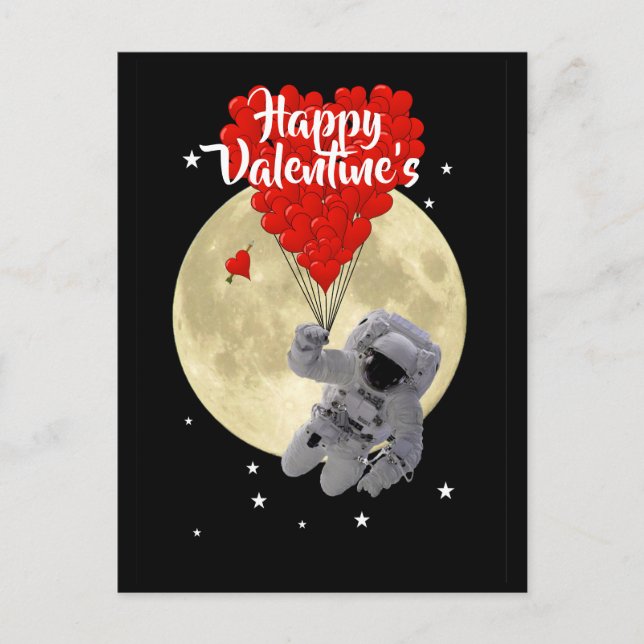 Space astronaut  kids Valentine's day Announcement Postcard (Front)