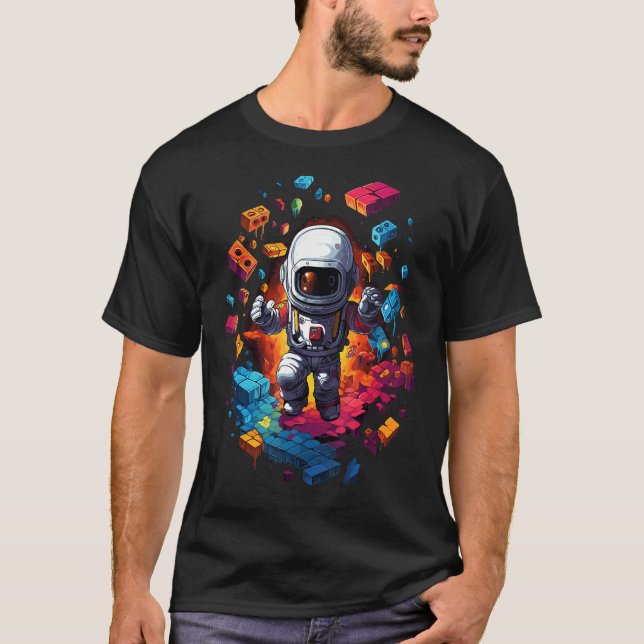 Space Astronaut Master Builder funny Building Bloc T-Shirt (Front)