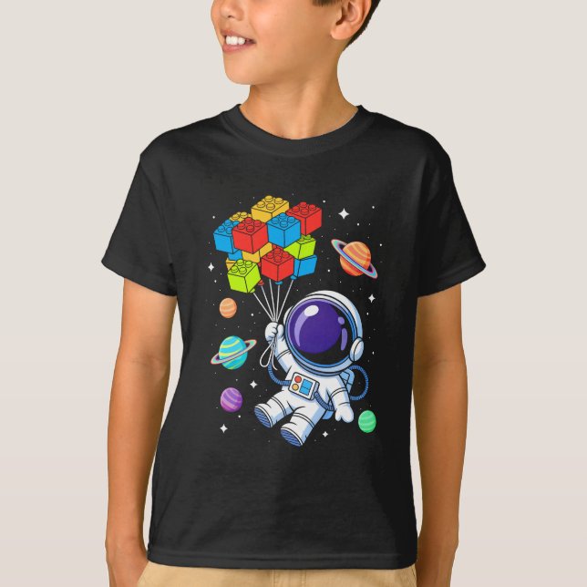 Space Astronaut Master Builder Funny Building Bloc T-Shirt (Front)