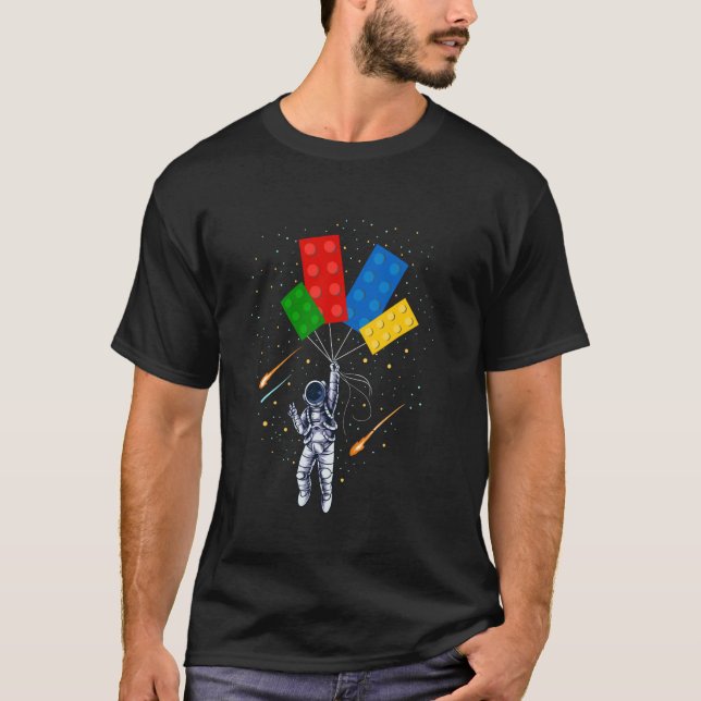 Space Astronaut Master Builder Funny Building Bloc T-Shirt (Front)