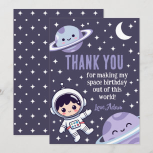 Space Astronaut Outer Space Galaxy Planets Stars Thank You Card