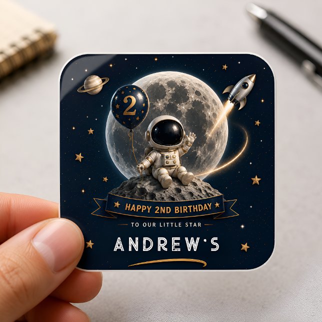 Space Astronaut Party Square Sticker (Creator Uploaded)