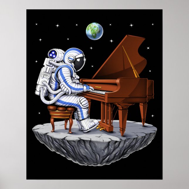 Space Astronaut Pianist Poster (Front)