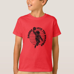 Space Astronaut Playing Basketball & Black Stripes T-Shirt