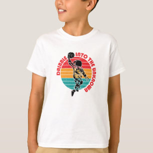 Space Astronaut Playing Basketball & Colour Stripe T-Shirt