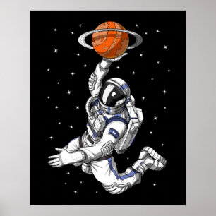 Space Astronaut Playing Basketball Poster