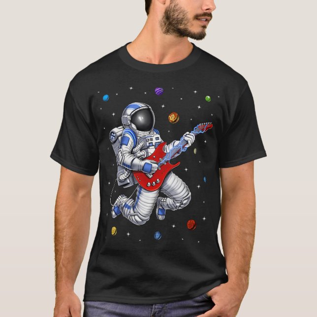 Space Astronaut Playing Guitar T-Shirt (Front)