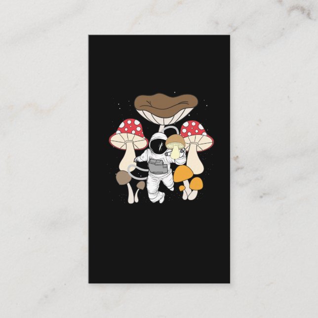 Space Astronaut Psychedelic Mushrooms Business Card (Front)