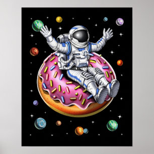 Space Astronaut Riding Doughnut Poster