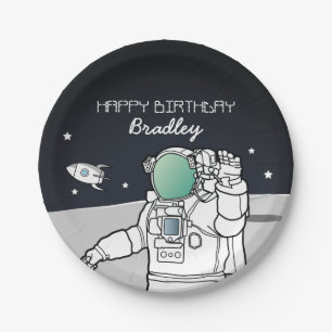 SPACE ASTRONAUT ROCKET BIRTHDAY PARTY PAPER PLATE