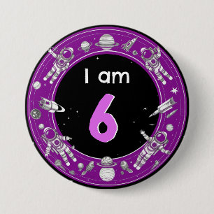 Space Astronaut Rocket Planet Age Number Birthday 7.5 Cm Round Badge