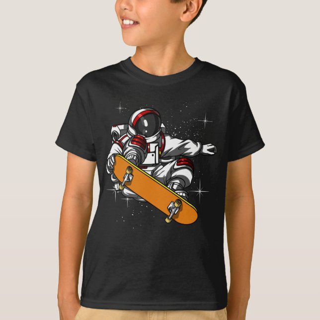 Space Astronaut Skater Skateboarding Cosmic T-Shirt (Front)