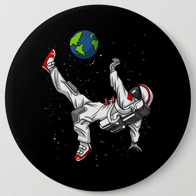 Space Astronaut Soccer Football Cosmic 6 Cm Round Badge (Front)