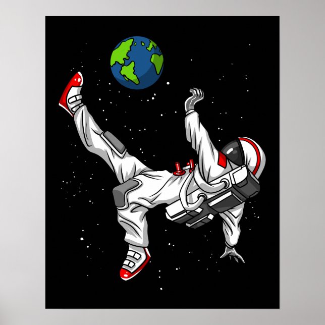 Space Astronaut Soccer Football Cosmic Poster (Front)
