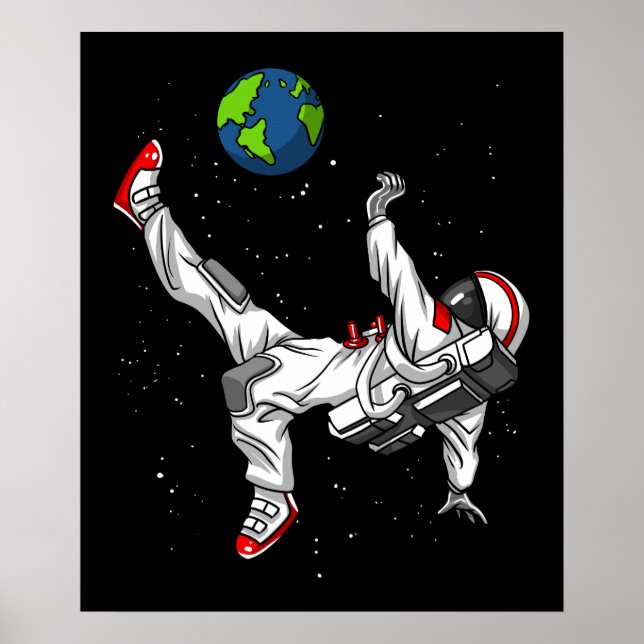 Space Astronaut Soccer Football Cosmic Poster (Front)