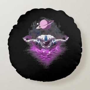 Space Astronaut Swimming Round Cushion