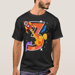 Space Astronaut Three Years Old Boys 3rd Birthday T-Shirt