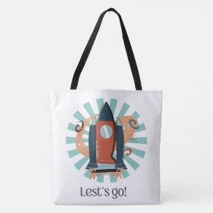 SPACE, ASTRONAUT, UFO, ROCKETSHIPS,UNIVERSE TOTE BAG