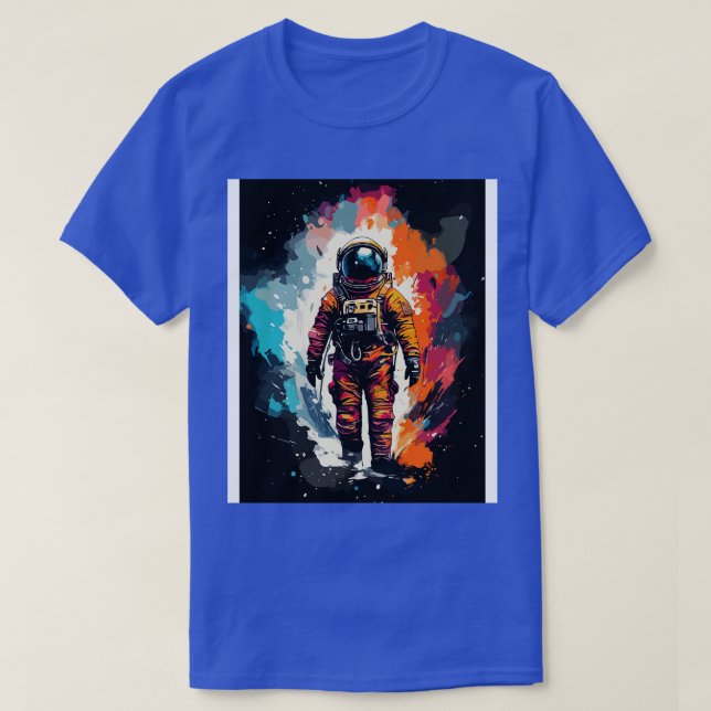 Space Astronaut Watercolor Painting Abstract Art T-Shirt (Design Front)