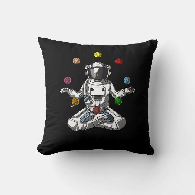 Space Astronaut Zen Yoga Meditation Cosmic Planets Cushion (Front)