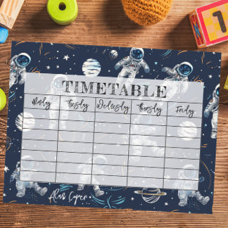 Space Astronauts Stars & Planets Kids' Timetable