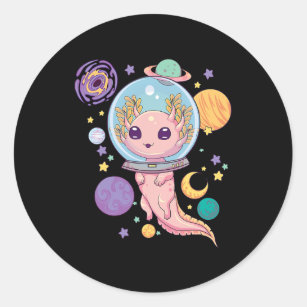 Space Axolotl Kawaii Pastel Goth Anime Aesthetic N Classic Round Sticker