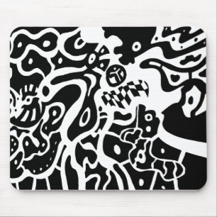 "Space" B&W Abstract Art Mouse Mat
