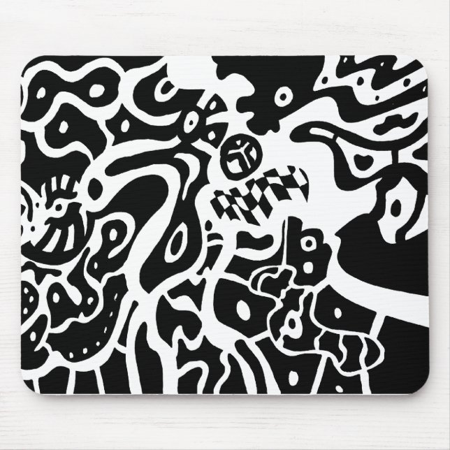 "Space" B&W Abstract Art Mouse Mat (Front)