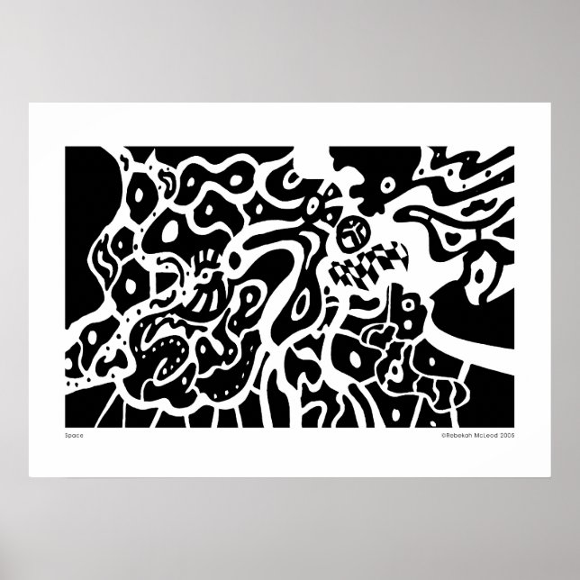 "Space" B&W Abstract Art Poster (Front)