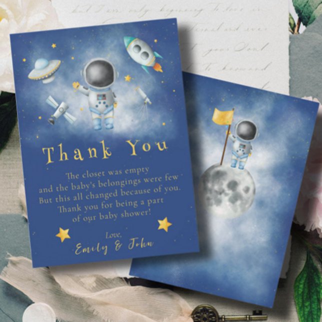Space baby Astronaut Boy rocket star Thank You  In Invitation (Creator Uploaded)