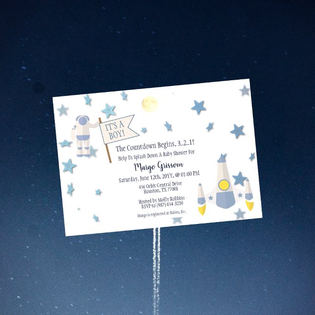 Space Baby Countdown Baby Shower | White Invitation (Creator Uploaded)