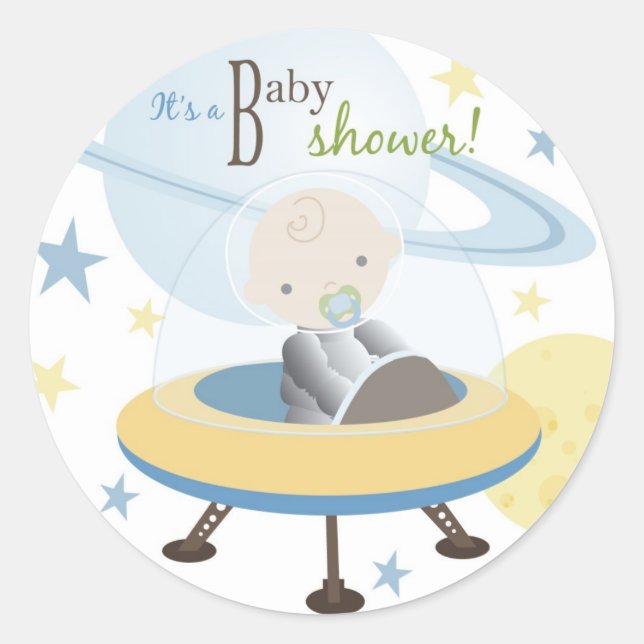 Space Baby Invite Sticker (Front)