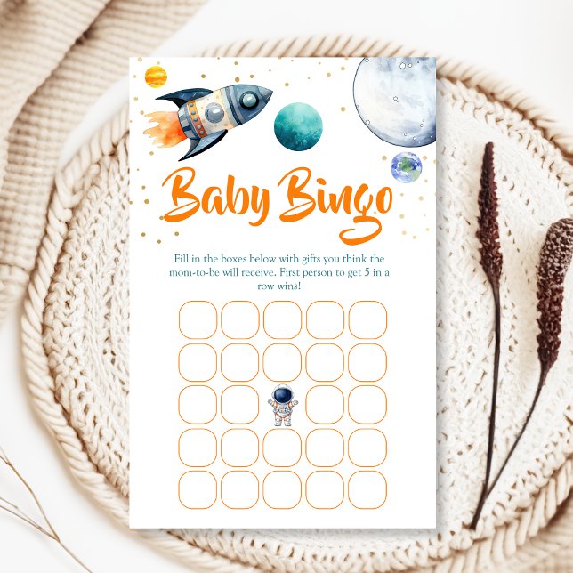 Space Baby Shower Bingo Game Card Rocket Ship  (Creator Uploaded)
