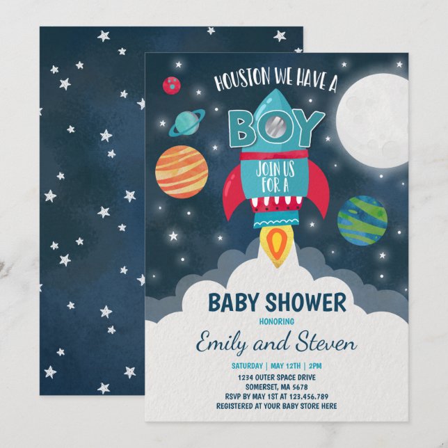 Space Baby Shower Invitation Galaxy Baby Shower (Front/Back)