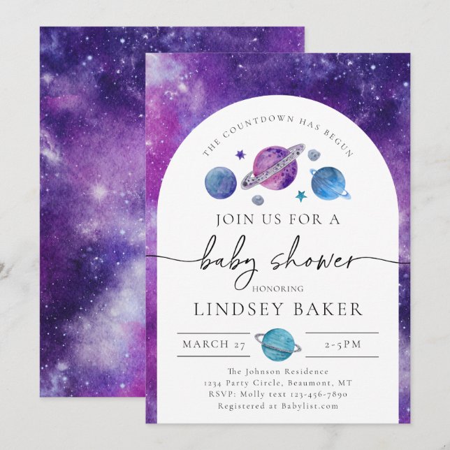 Space Baby Shower Invitation | Space Baby Shower (Front/Back)