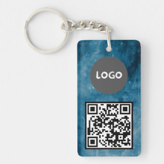 Space Background Customisable QR & Logo Business Key Ring