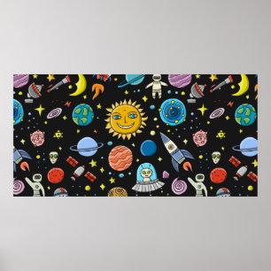 Space Background. Planets of the solar system. Roc Poster
