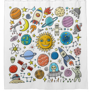 Space Background. Planets of the solar system. Roc Shower Curtain