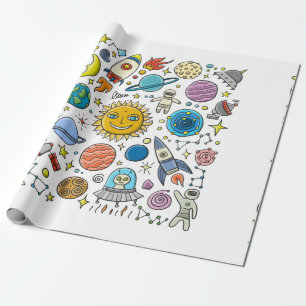 Space Background. Planets of the solar system. Roc Wrapping Paper